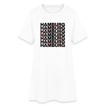 HAMBURG UMRISS, HAMBURGLIEBE HH MOIN - Frauen T-Shirt-Kleid - Weiß - Vorne
