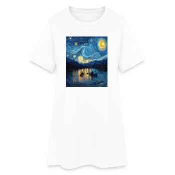 Kayak Van Gogh Nuit étoilée - Robe T-shirt Femme - blanc - Devant