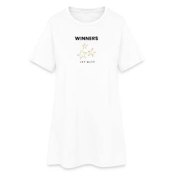 Gewinner werden minimal motivierendes Zitat - Frauen T-Shirt-Kleid - Weiß - Vorne