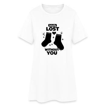 Totalement perdus sans toi – Drôle de disant sur les chaussettes - Robe T-shirt Femme - blanc - Devant