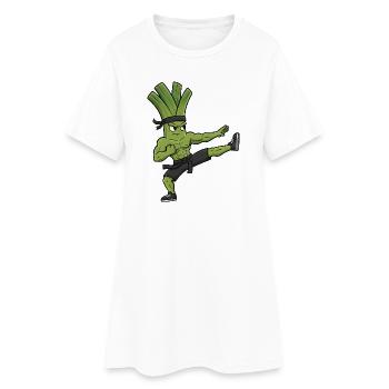 Karate Kick Leek Onion Celery Martial Arts Kuns - Women’s T-Shirt Dress - white - Front