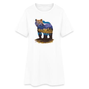 Wander Bear Mountains Lake Conception rétro de la nature - Robe T-shirt Femme - blanc - Devant