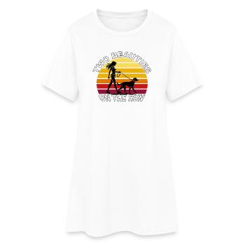 Deux beautés en fuite Dog Retro Design - Robe T-shirt Femme - blanc - Devant