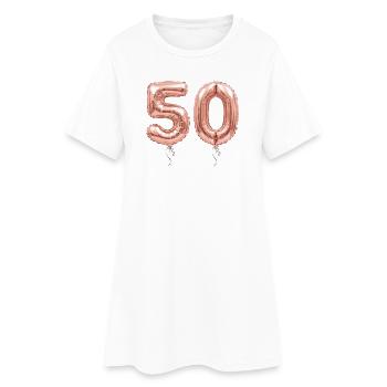 50. Geburtstag Rose Gold Luftballon - 50 Jahre - Frauen T-Shirt-Kleid - Weiß - Vorne