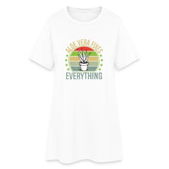 L’aloe vera règle tout Drôle de Succulent Gard - Robe T-shirt Femme - blanc - Devant
