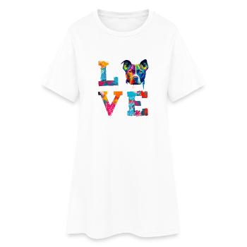 Portrait Pop Art coloré de Pitbull Dog Love - Robe T-shirt Femme - blanc - Devant