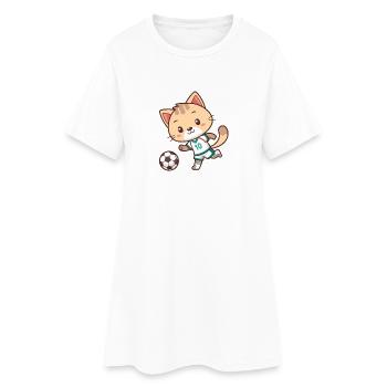 Katzen-Footballspieler Nummer 10 - Frauen T-Shirt-Kleid - Weiß - Vorne