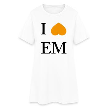 Orangener Herzakzent im Minimal-Style - Frauen T-Shirt-Kleid - Weiß - Vorne