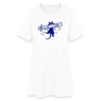 Chat mignon Musicien Instrument de musique - Robe T-shirt Femme - blanc - Devant