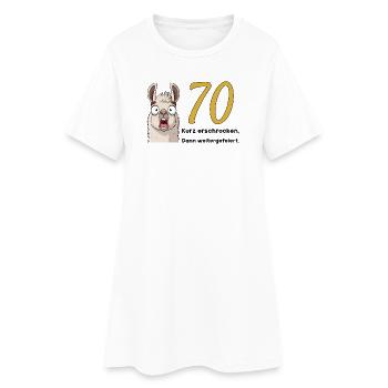 70e anniversaire – brièvement effrayé, puis célébré - Robe T-shirt Femme - blanc - Devant