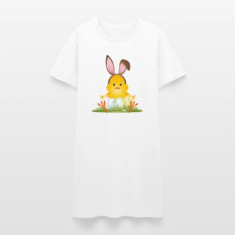 Cute Easter chick with bunny ears & Easter eggs Women’s T-Shirt Dress