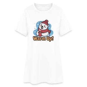 Échauffer l’ours polaire au chaud - Robe T-shirt Femme - blanc - Devant
