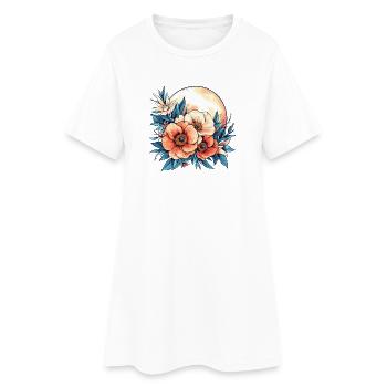 Cercle de Fleurs au Clair de Lune - Robe T-shirt Femme - blanc - Devant