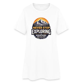 Immer die Berge erkunden - Frauen T-Shirt-Kleid - Weiß - Vorne