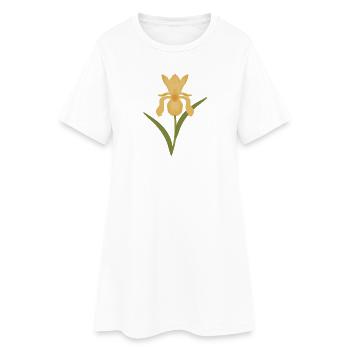 Golden Iris Bloom on Green - Women’s T-Shirt Dress - white - Front