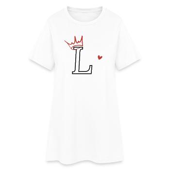 Lettre l couronne cœur - Robe T-shirt Femme - blanc - Devant