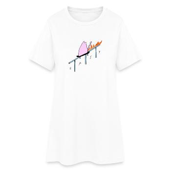 Easy_Cat - Frauen T-Shirt-Kleid - Weiß - Vorne