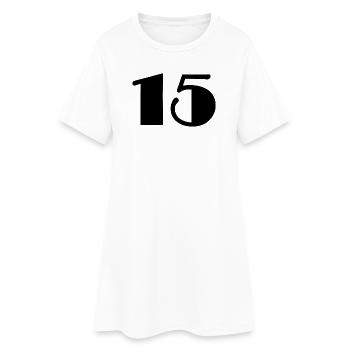 15. 15 JAHRE. 15-JÄHRIGES JUBILÄUM. 15-JÄHRIGES JUBILÄUM. - Frauen T-Shirt-Kleid - Weiß - Vorne