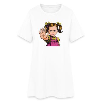 Arrêtez ! Dessin animé de la Fille en colère - Robe T-shirt Femme - blanc - Devant