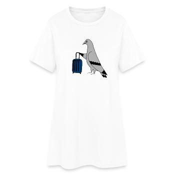 Pigeon with Valise – Illustration urbaine minimaliste - Robe T-shirt Femme - blanc - Devant