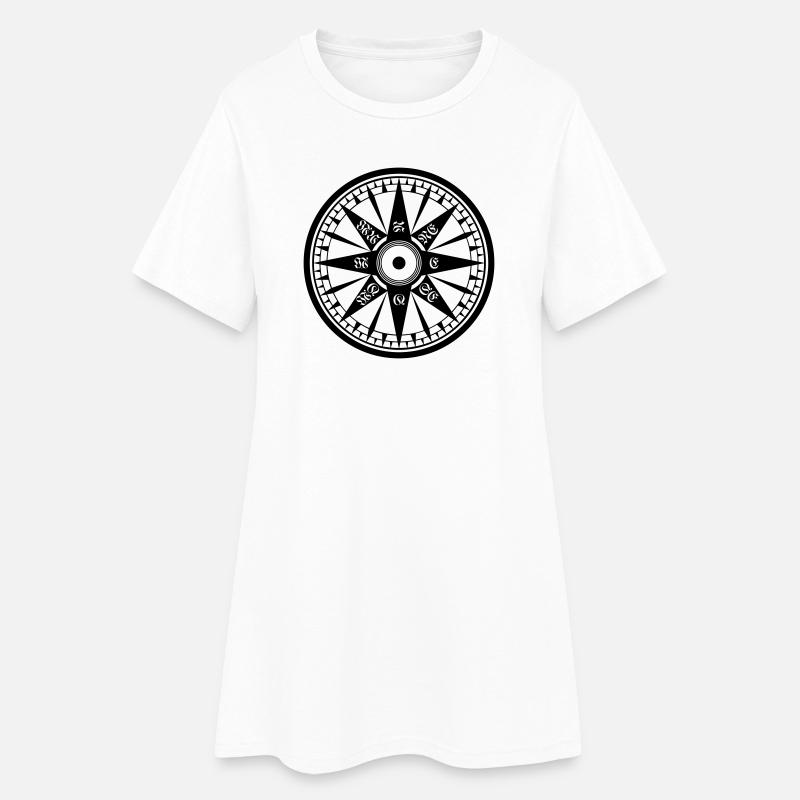 Compass – Wind Rose, Ship's Compass - Women’s T-Shirt Dress - white