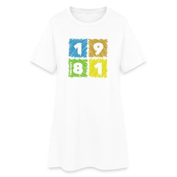 45. Geburtstag Farbige Patches since 02/1981 - Women’s T-Shirt Dress - white - Front