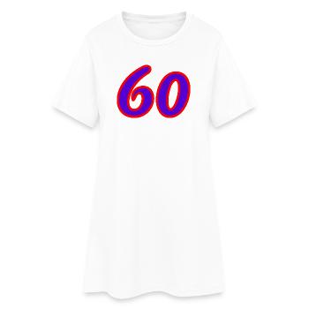 60. 60 ANS. 60e ANNIVERSAIRE. ANNIVERSAIRE 60 ANS. - Robe T-shirt Femme - blanc - Devant