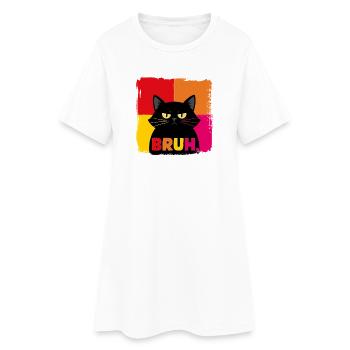 Portrait néon de chat BRUH - Robe T-shirt Femme - blanc - Devant