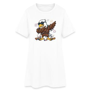 Lustiger dabbender Adler zum 4. Juli - Frauen T-Shirt-Kleid - Weiß - Vorne