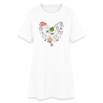 Cœur floral - Robe T-shirt Femme - blanc - Devant