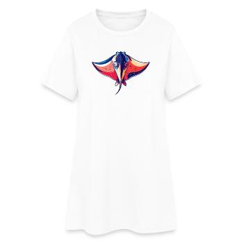 Motif graphique des raies manta colorées et créatures marines - Robe T-shirt Femme - blanc - Devant