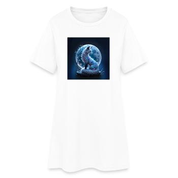 Renard Lunaire Blue Gem - Robe T-shirt Femme - blanc - Devant