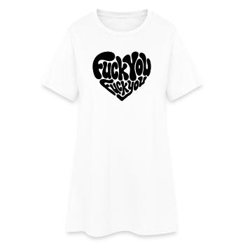 Fick dich, Herz – Sarkastisch - Frauen T-Shirt-Kleid - Weiß - Vorne