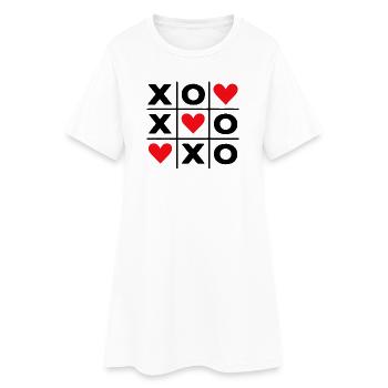 Esthétique minimale de cœurs rouges adorant mignonne - Robe T-shirt Femme - blanc - Devant