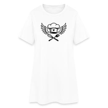 Chapeau de chef avec cœur et ailes - Robe T-shirt Femme - blanc - Devant