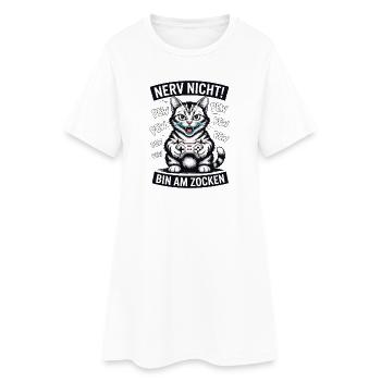 Nerv nicht bin am Zocken Gamer Katze Design - Frauen T-Shirt-Kleid - Weiß - Vorne