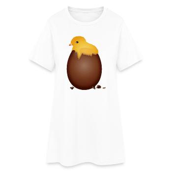 Chocolate Easter Egg with Cute Chick - Women’s T-Shirt Dress - white - Front