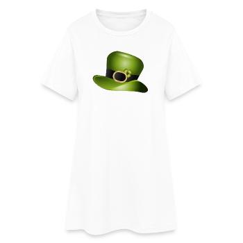 Haut-de-forme vert avec trèfle – Saint Patrick - Robe T-shirt Femme - blanc - Devant