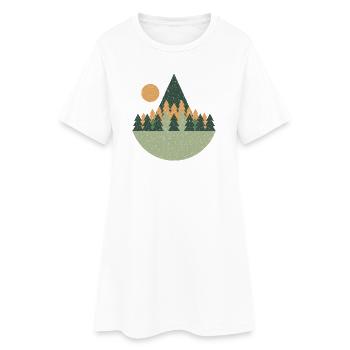 Forest Mountains Nature Vintage Retro Mountains Christmas Tree - Women’s T-Shirt Dress - white - Front