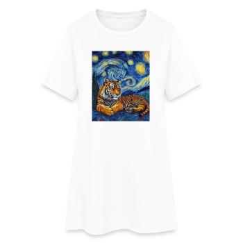 Tiger Van Gogh - Robe T-shirt Femme - blanc - Devant