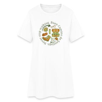 Buen Camino Never Stop Walking in Camouflage - Women’s T-Shirt Dress - white - Front