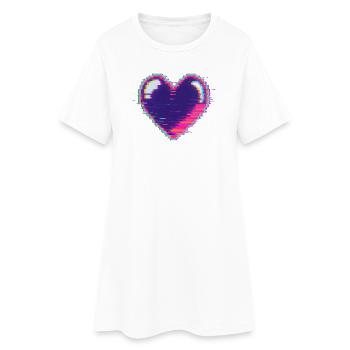 Glitchherz Neon Pixel Liebe Nerd - Frauen T-Shirt-Kleid - Weiß - Vorne