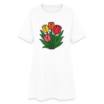 Floraison de la parcelle de tulipes - Robe T-shirt Femme - blanc - Devant