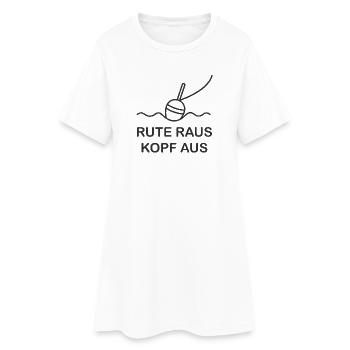 Rod out, head out – fishing motif - Women’s T-Shirt Dress - white - Front