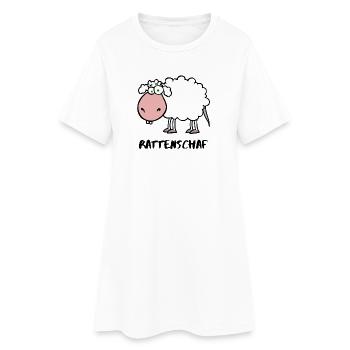 Rattenschaf - Frauen T-Shirt-Kleid - Weiß - Vorne