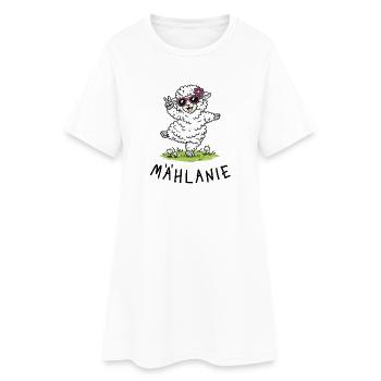 Mählanie – Mouton mouton dansant avec un jeu de mots - Robe T-shirt Femme - blanc - Devant