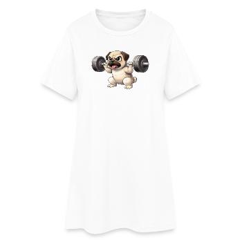 Entraînement de carlin, bodybuilding, chien fan de fitness, fort - Robe T-shirt Femme - blanc - Devant