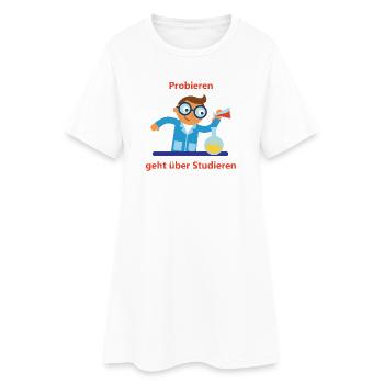 Le plaisir de l’expérimentation : essayer au lieu d’étudier - Robe T-shirt Femme - blanc - Devant