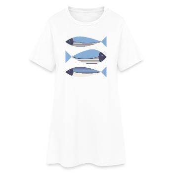 Bleu de poisson graphique illustré - Robe T-shirt Femme - blanc - Devant