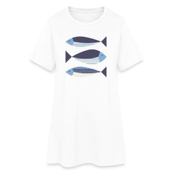 Poisson graphique illustré bleu foncé - Robe T-shirt Femme - blanc - Devant